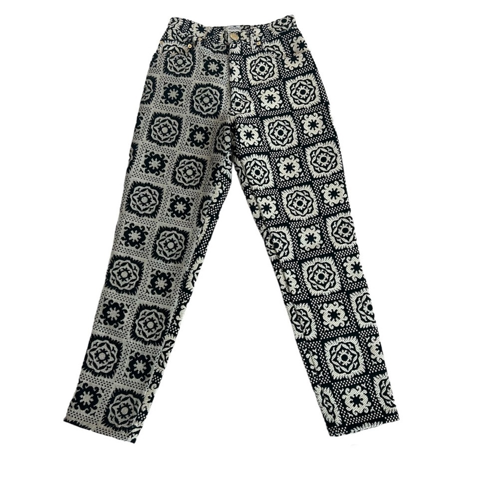 Moschino vintage black cream crochet knit slim fit pants